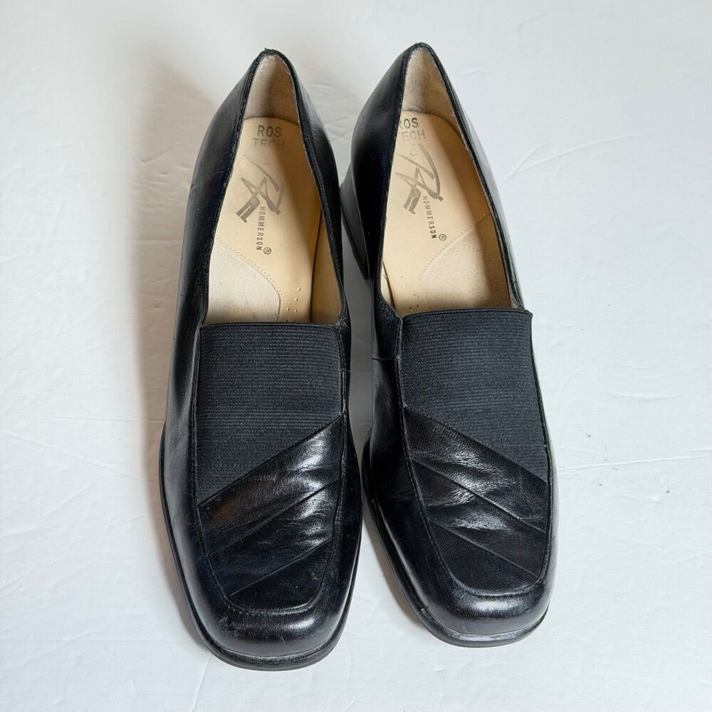 Ros Hommerson Ros Tech Black Leather Slip On Comfort Shoes Womens 8N Narrow